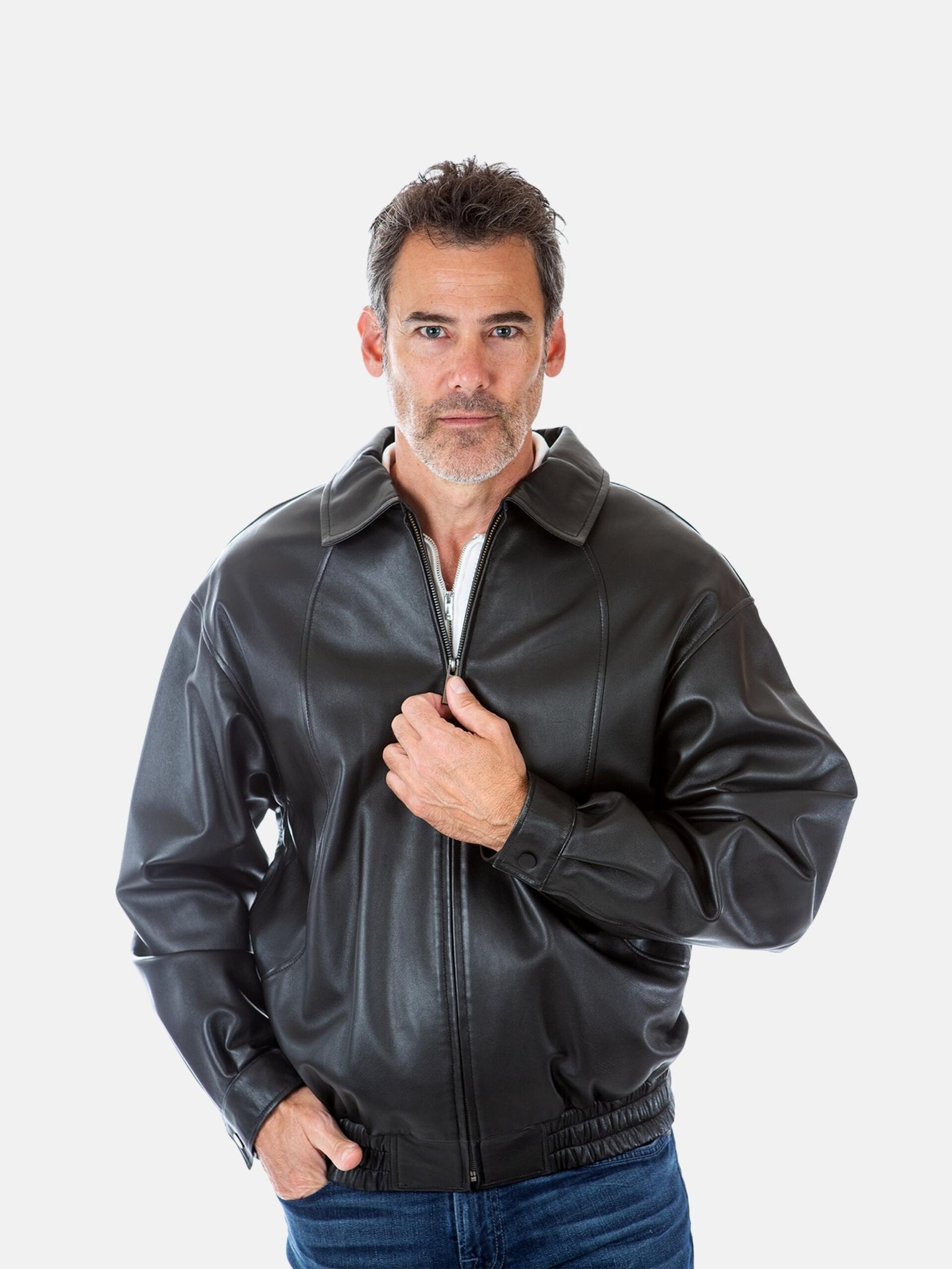 Classic Black Bomber Leather Jacket