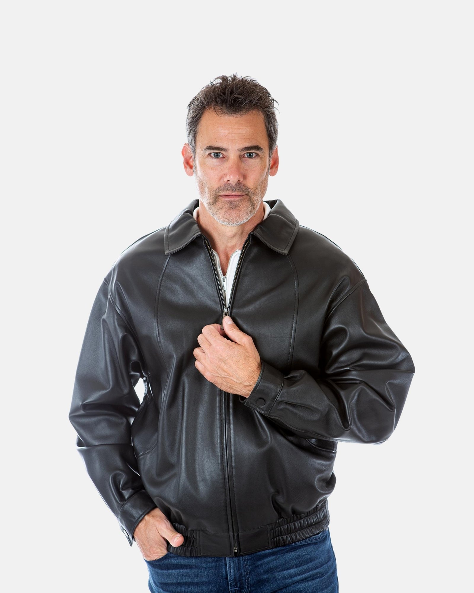 Classic Black Bomber Leather Jacket