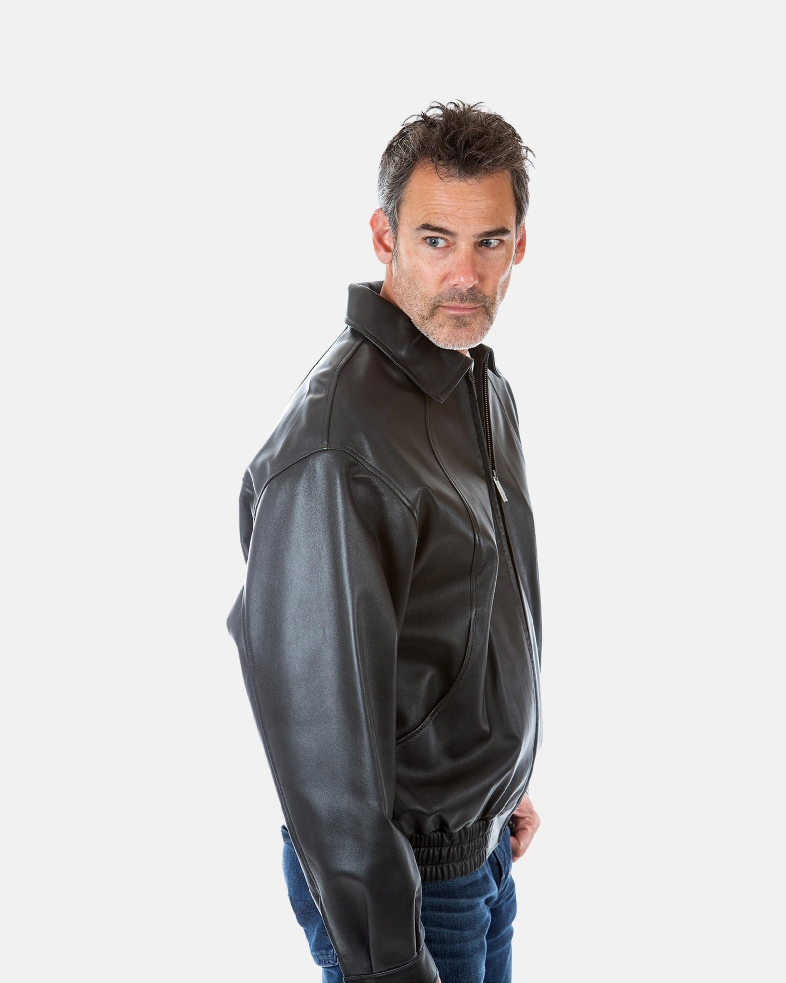 Classic Black Bomber Leather Jacket 2