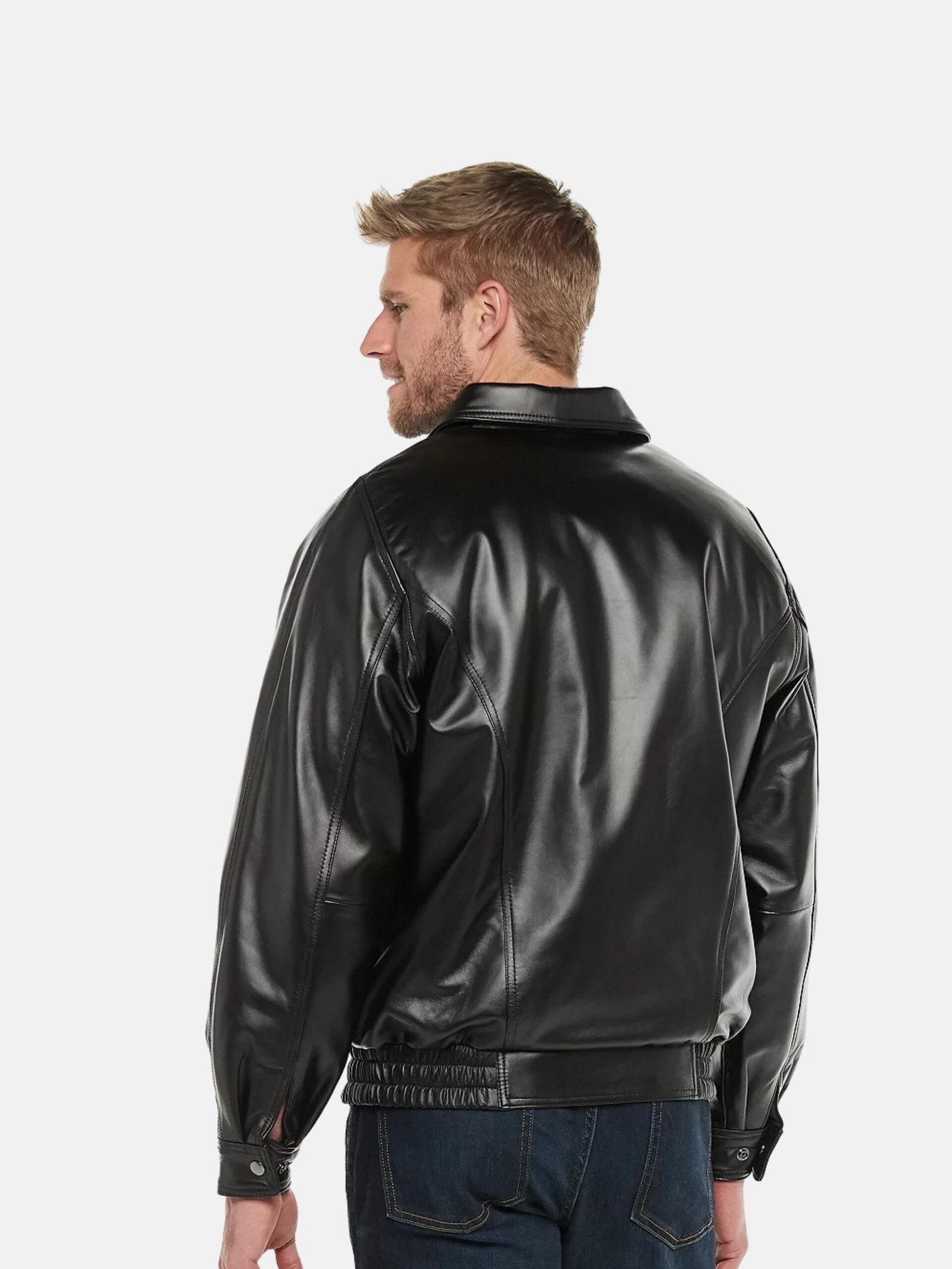 Shirt Style Leather Bomber Jacket 1