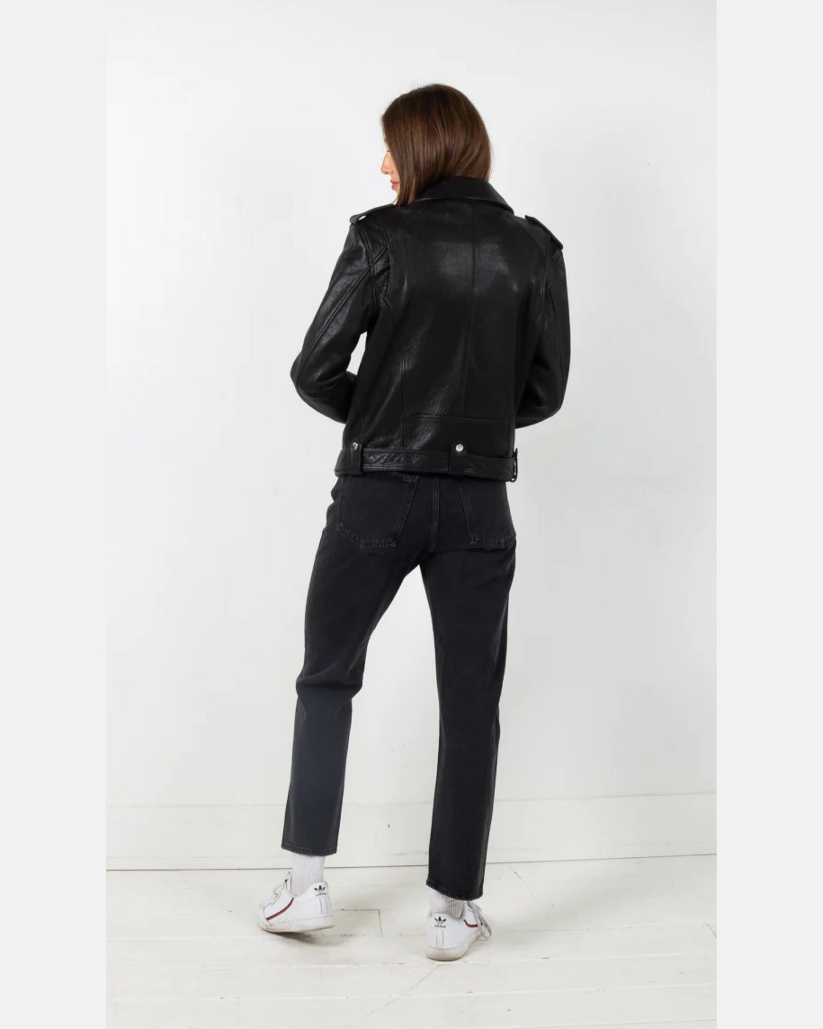 Women’s Black Biker Leather Jacket 3