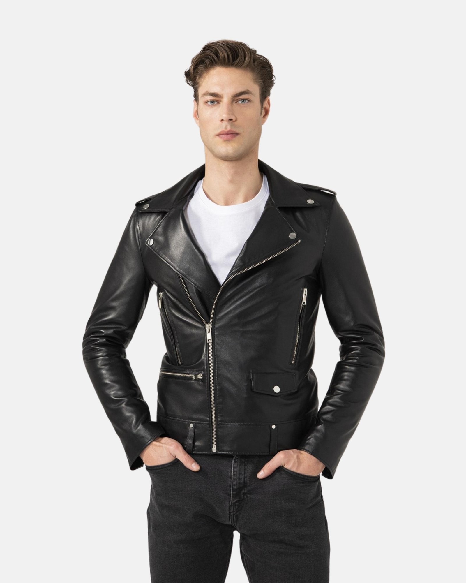 American Men Biker Leather Jacket - Leather Moto