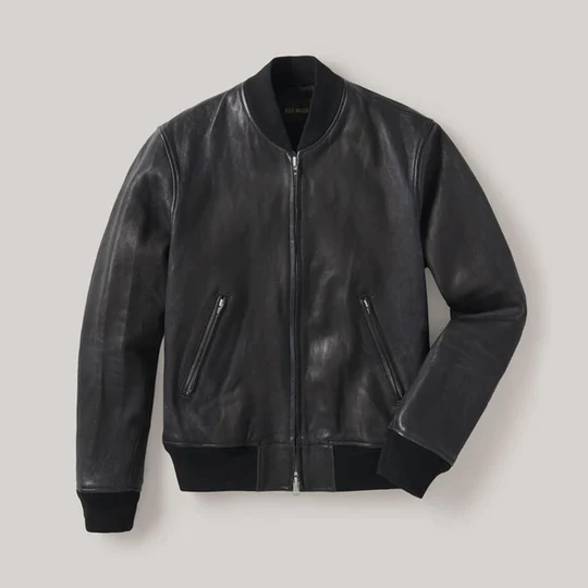 Buck Mason Bruiser Black Hand-Cut Bomber Jacket