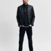 Cafe Racer Black Leather Jacket - Leather Moto