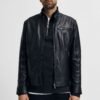 Cafe Racer Black Leather Jacket - Leather Moto