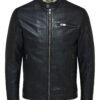 Cafe Racer Black Leather Jacket - Leather Moto