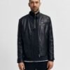 Cafe Racer Black Leather Jacket - Leather Moto