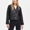 Women's Black Classic-Biker-Leather-Jacket - Leathermoto
