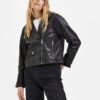 Women's Black Classic-Biker-Leather-Jacket - Leathermoto