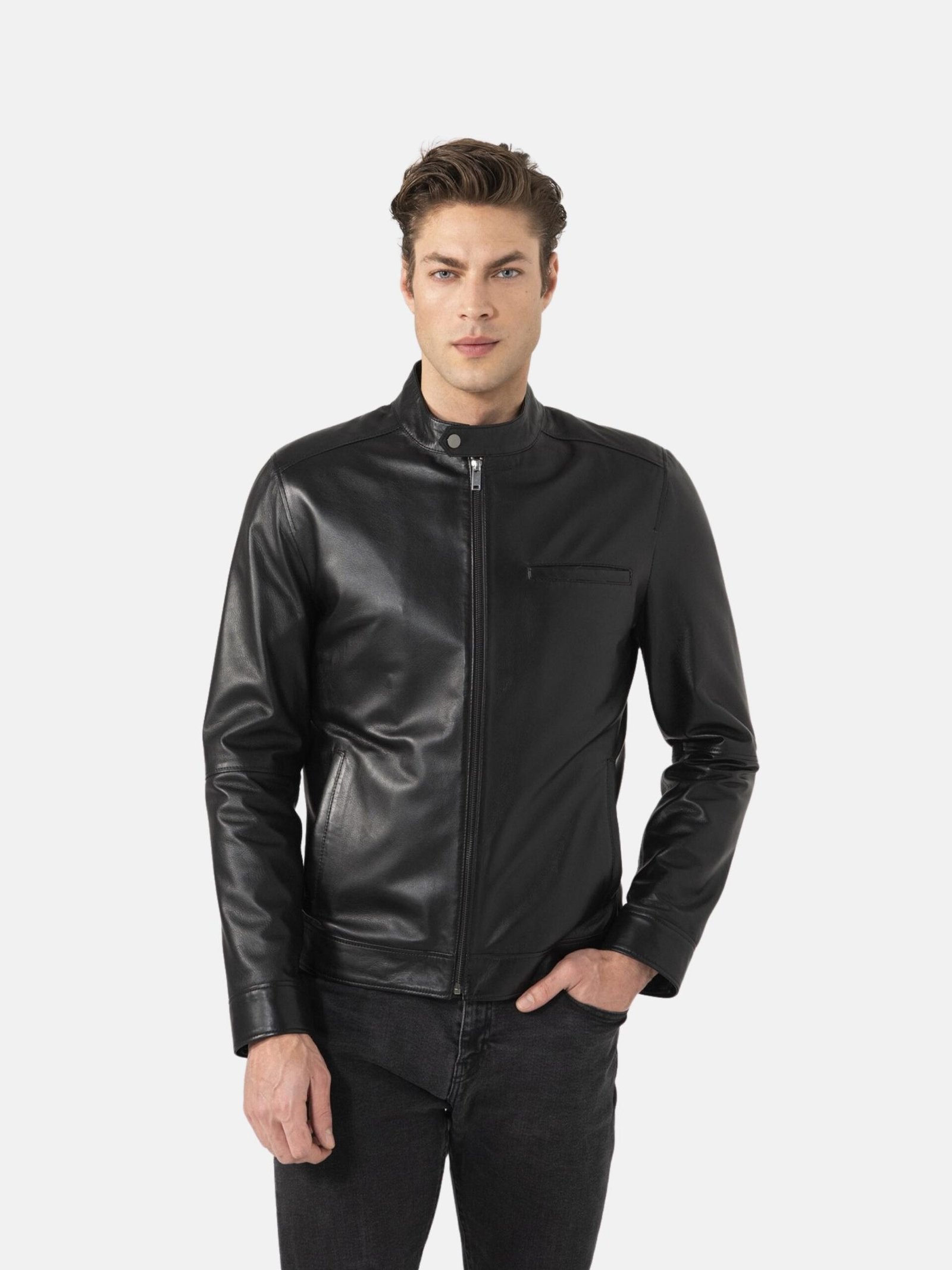 Easy Fit Cafe Racer Leather Jacket