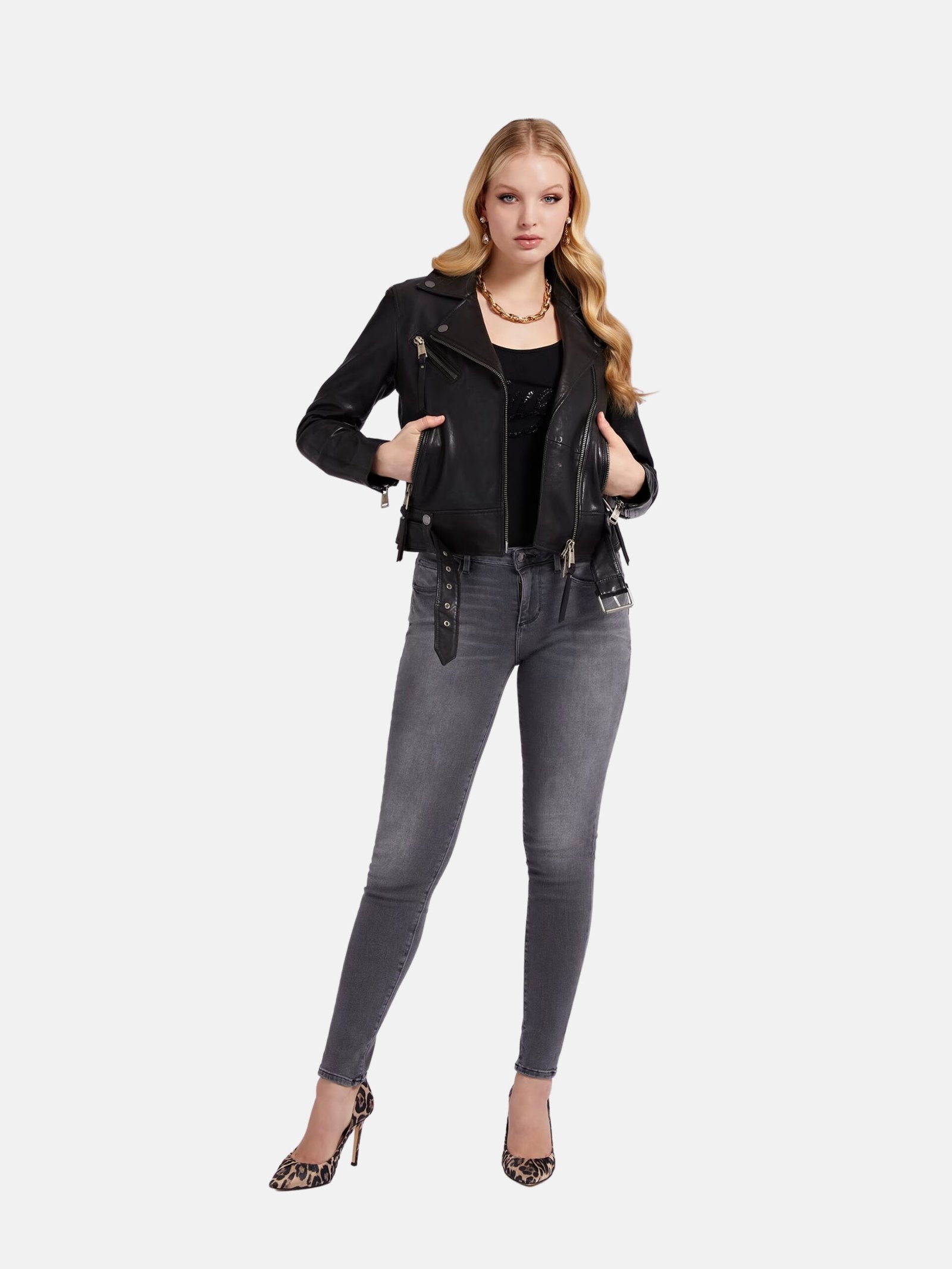Emma D-Black Women’s Caferacer Jacket 1