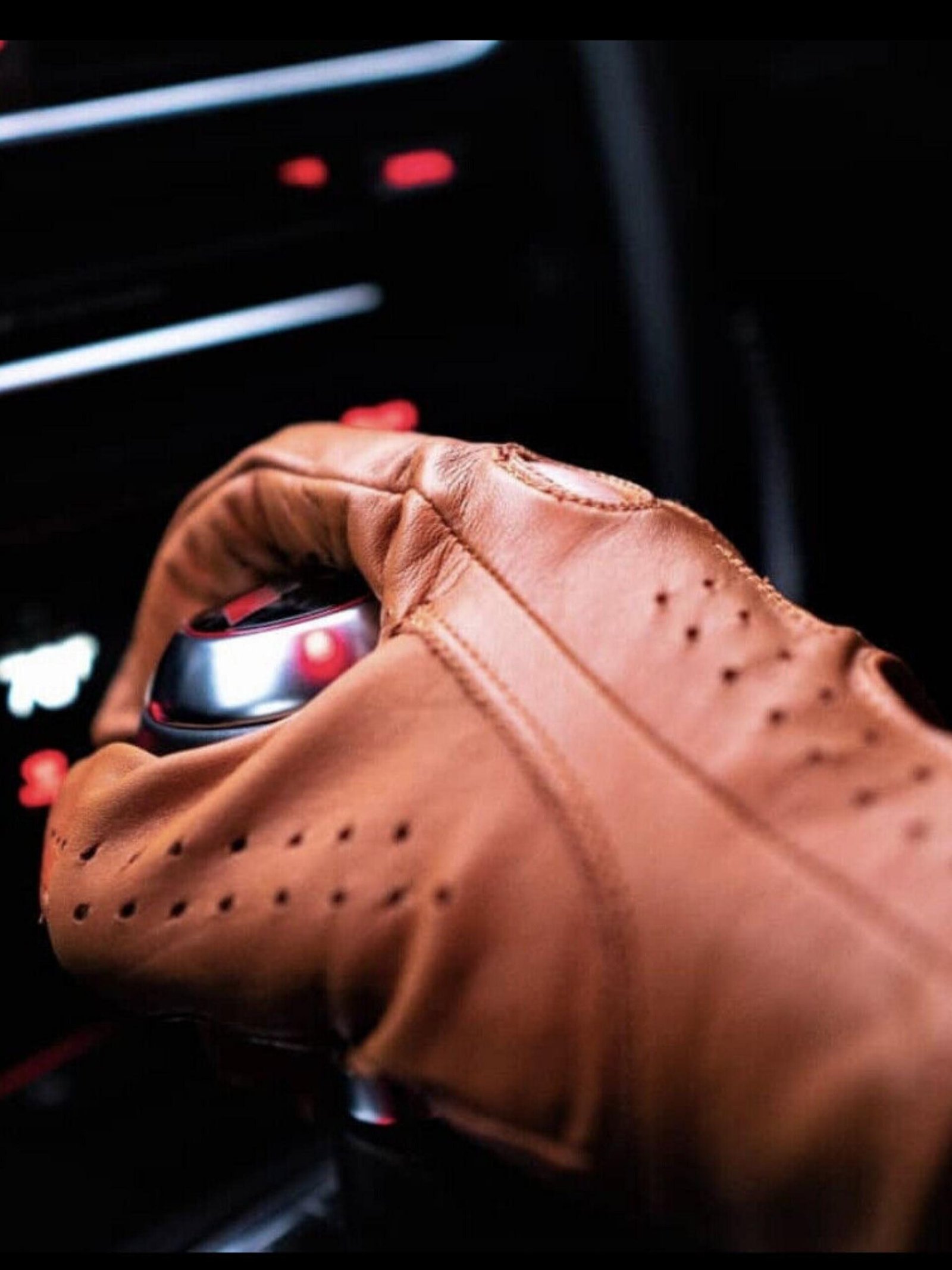 Genuine Leather Driver Glove Brown-