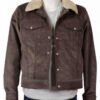 This John Dutton Wears a Corduroy Shearling Collar Jacket in the Yellowstone Tv Show