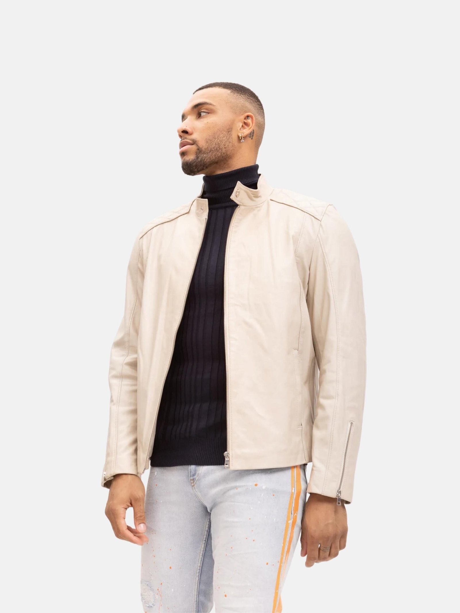John Quilted Cafe Racer Leather Jacket