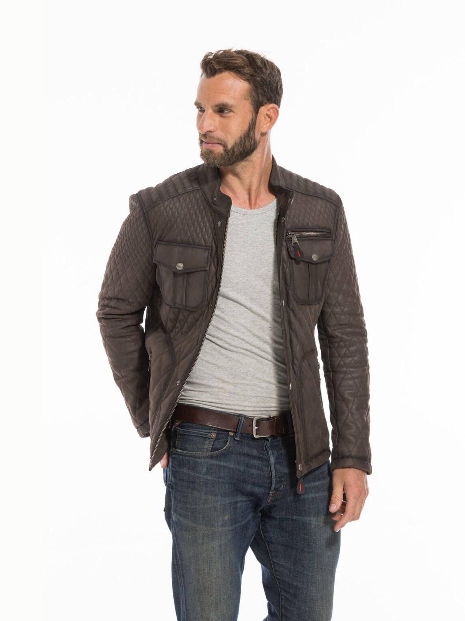 Leo Men's Leather Trucker Jacket