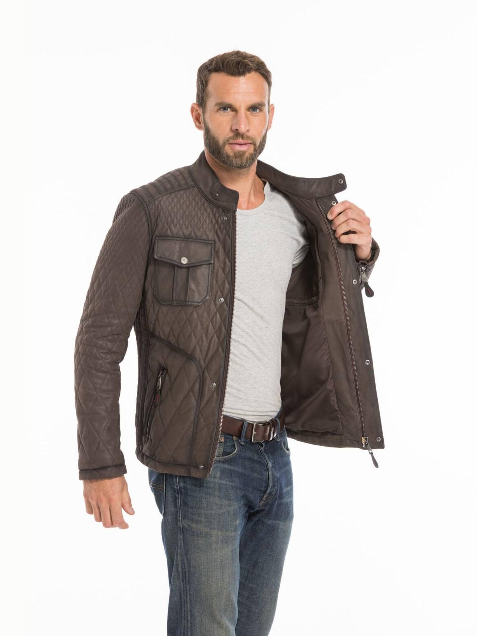 Leo Men's Leather Trucker Jacket 2