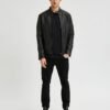 Men's Black Cafe Racer Biker Leather Jacket - Leather Moto