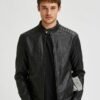 Men's Black Cafe Racer Biker Leather Jacket - Leather Moto