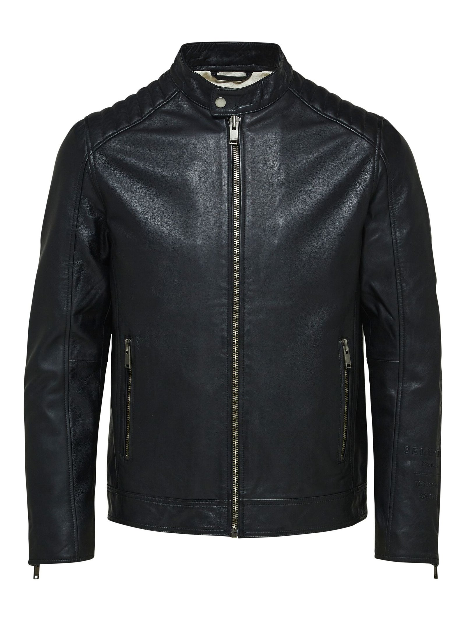 Men's Black Cafe Racer Biker Leather Jacket - Leather Moto