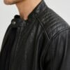 Men's Black Cafe Racer Biker Leather Jacket - Leather Moto
