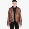 Brown Men Double Rider Leather Jacket 4