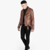 Brown Men Double Rider Leather Jacket 1
