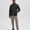 Shirt Collar Leather Racer Jacket - Leather Moto