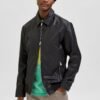 Shirt Collar Leather Racer Jacket - Leather Moto