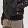 Shirt Collar Leather Racer Jacket - Leather Moto