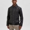 Shirt Collar Leather Racer Jacket - Leather Moto