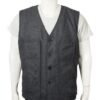 Yellowstone-John-Dutton-Grey-Wool-Vests-Leather-Moto