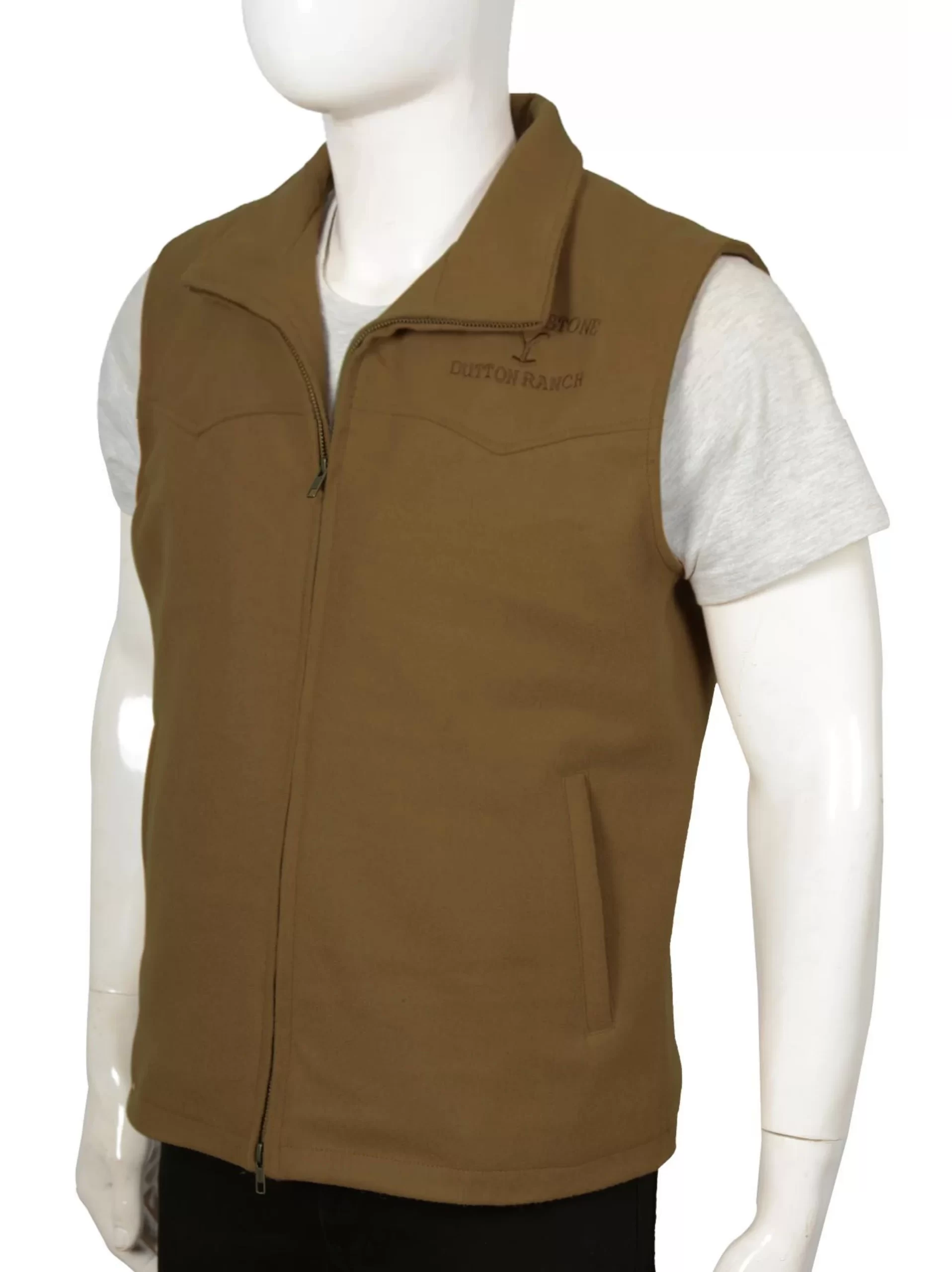 Yellowstone John Dutton Wool Vest - Leather Moto