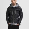 biker men black leather jacket