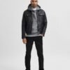 biker men black leather jacket