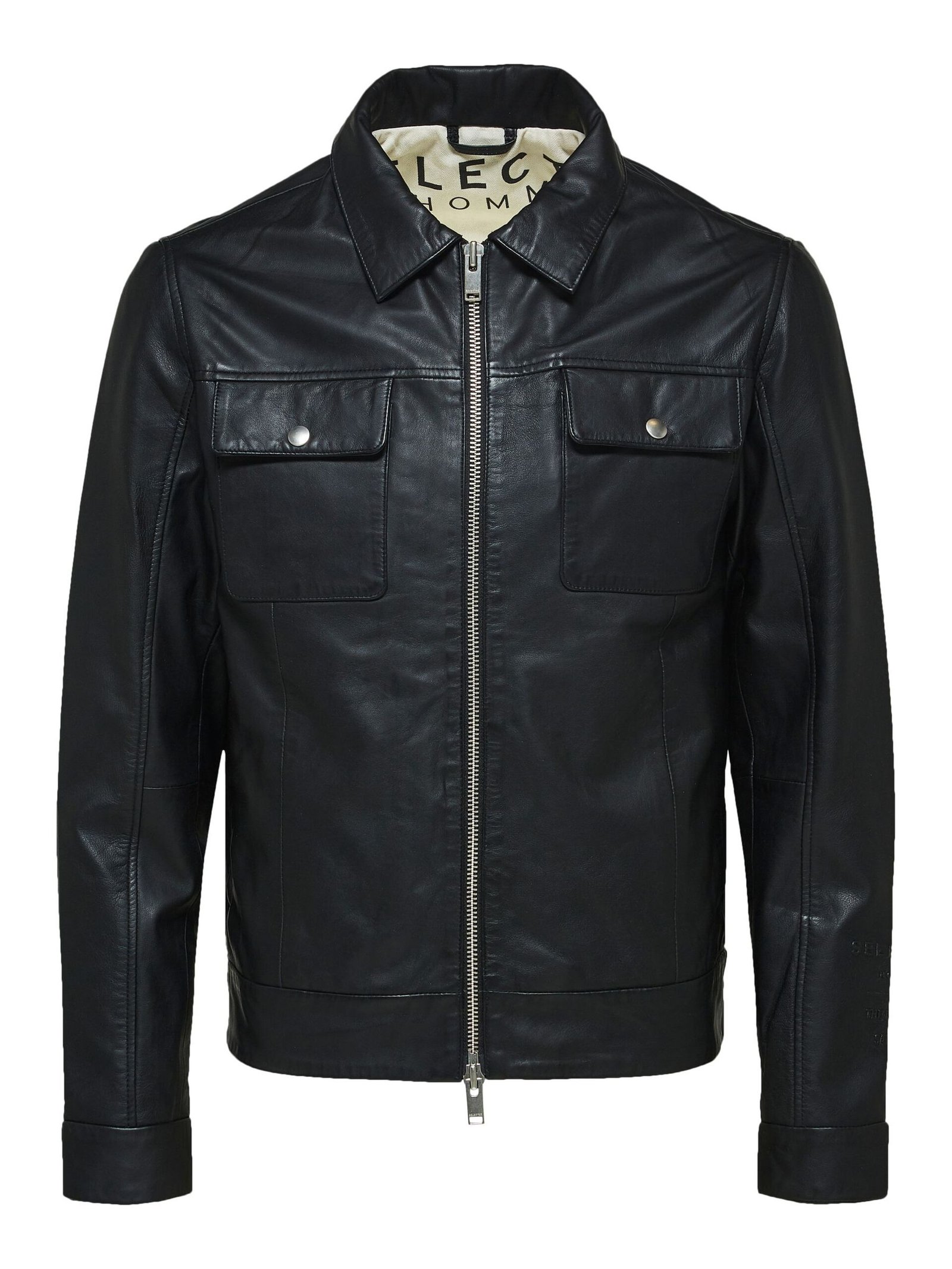 biker men black leather jacket