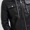 biker men black leather jacket