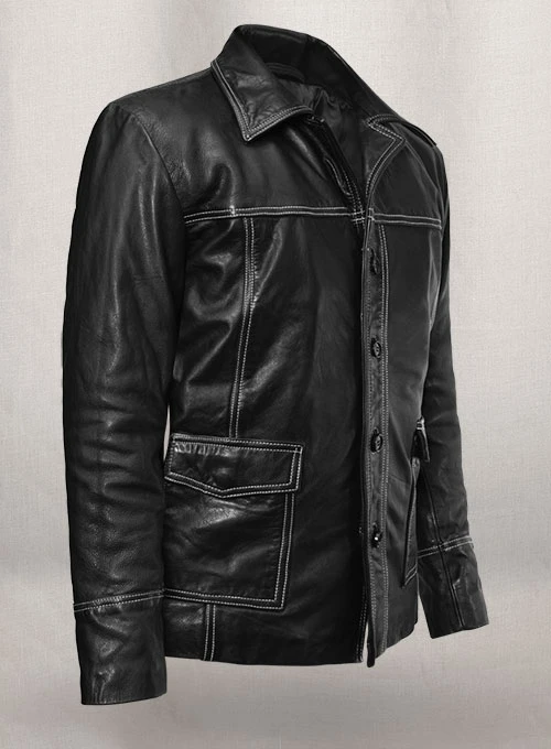 Fight Club Original Black Leather Jacket The Cafe Racer Jacket