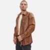 Men’s Shirt Style Genuine Brown Leather Jacket 4