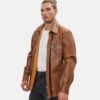 Men’s Shirt Style Genuine Brown Leather Jacket 8