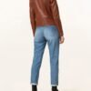 women cafe racer brown leather jacket 2