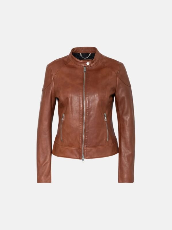 women cafe racer brown leather jackets
