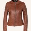 women cafe racer brown leather jacket