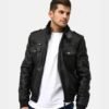 Leather Moto Biker Black Jacket 1