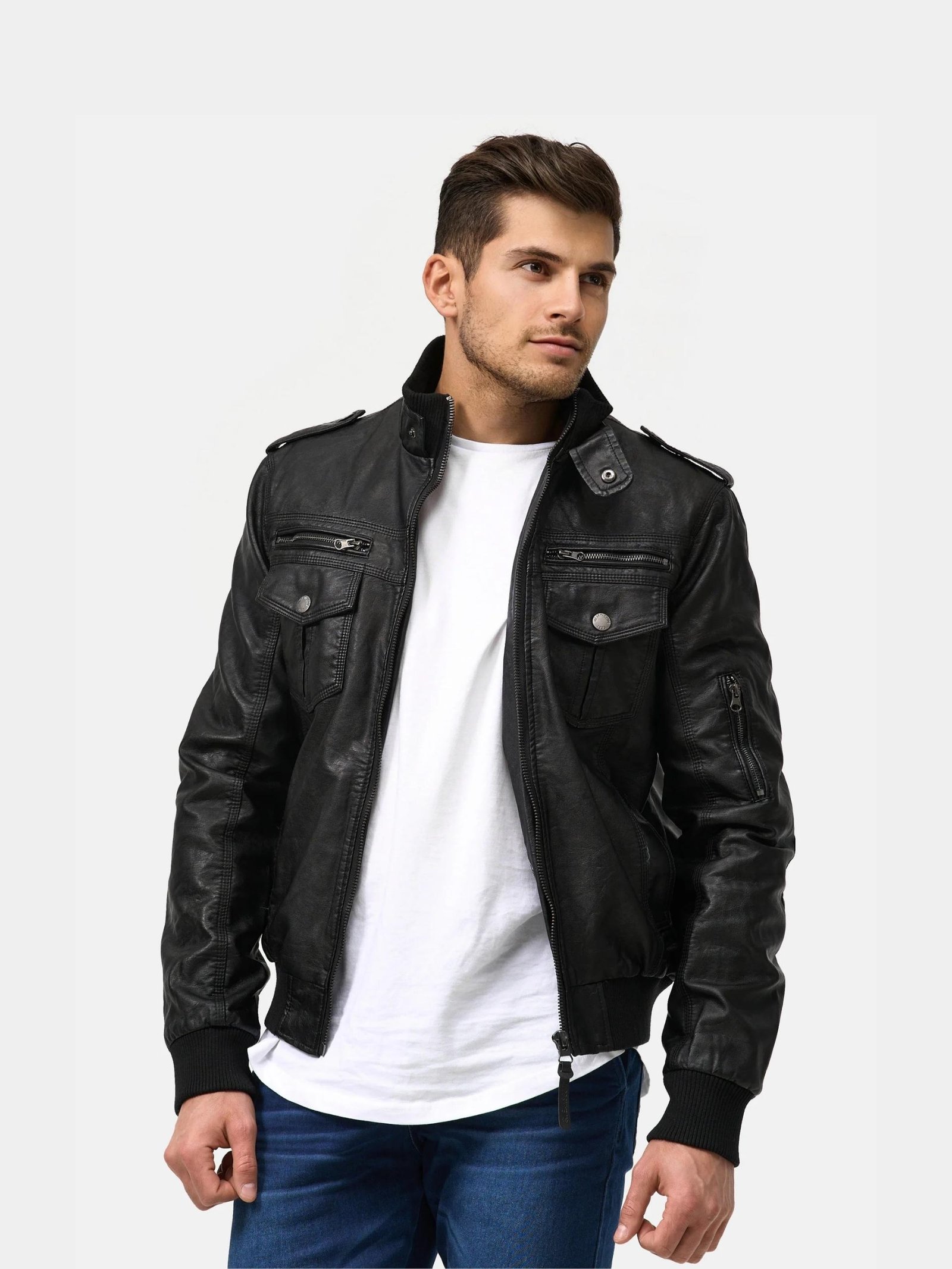 Men's BIG BOLD Decrum Leather Jacket - Leather Moto