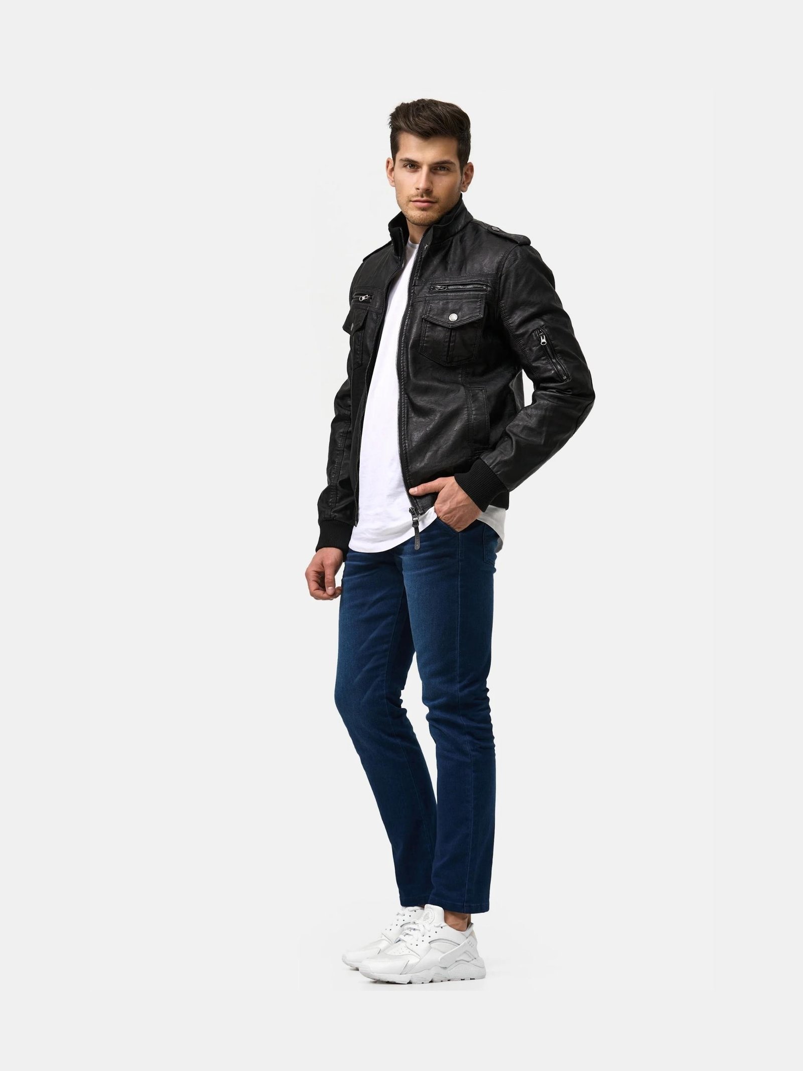Leather Moto Biker Black Jacket