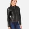 Leather-Moto-Racer-Black-Leather-Jacket For Women