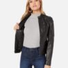 Leather-Moto-Racer-Black-Leather-Jacket For Women