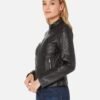 Leather-Moto-Racer-Black-Leather-Jacket For Women