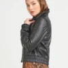 Leather Trucker Women Jacket - leather moto