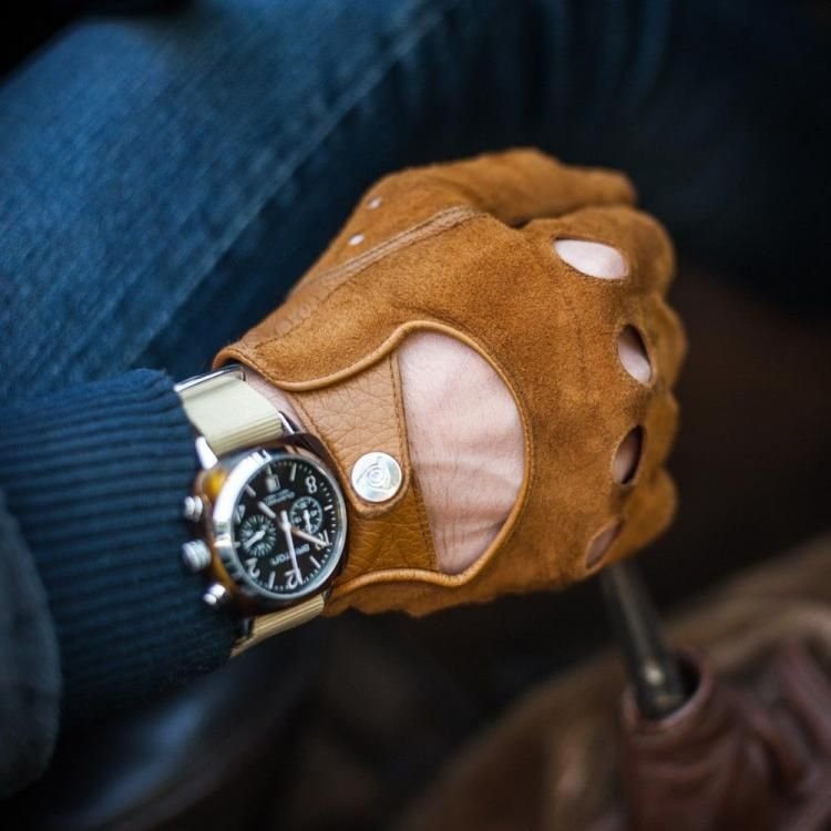 Men's leather gloves for driving